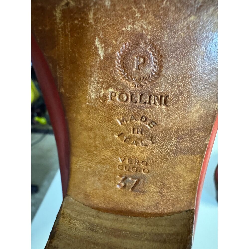 Vintage Pollini Red Leather Python Trim Knee High Boots Made Italy EU 37 6 1/2-7 - Picture 11 of 12